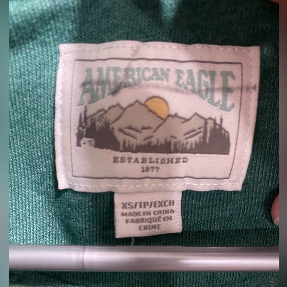 American Eagle Green‎ Pullover, Green Sherpa Lined Collar 2 Button up size XS - Picture 3 of 7